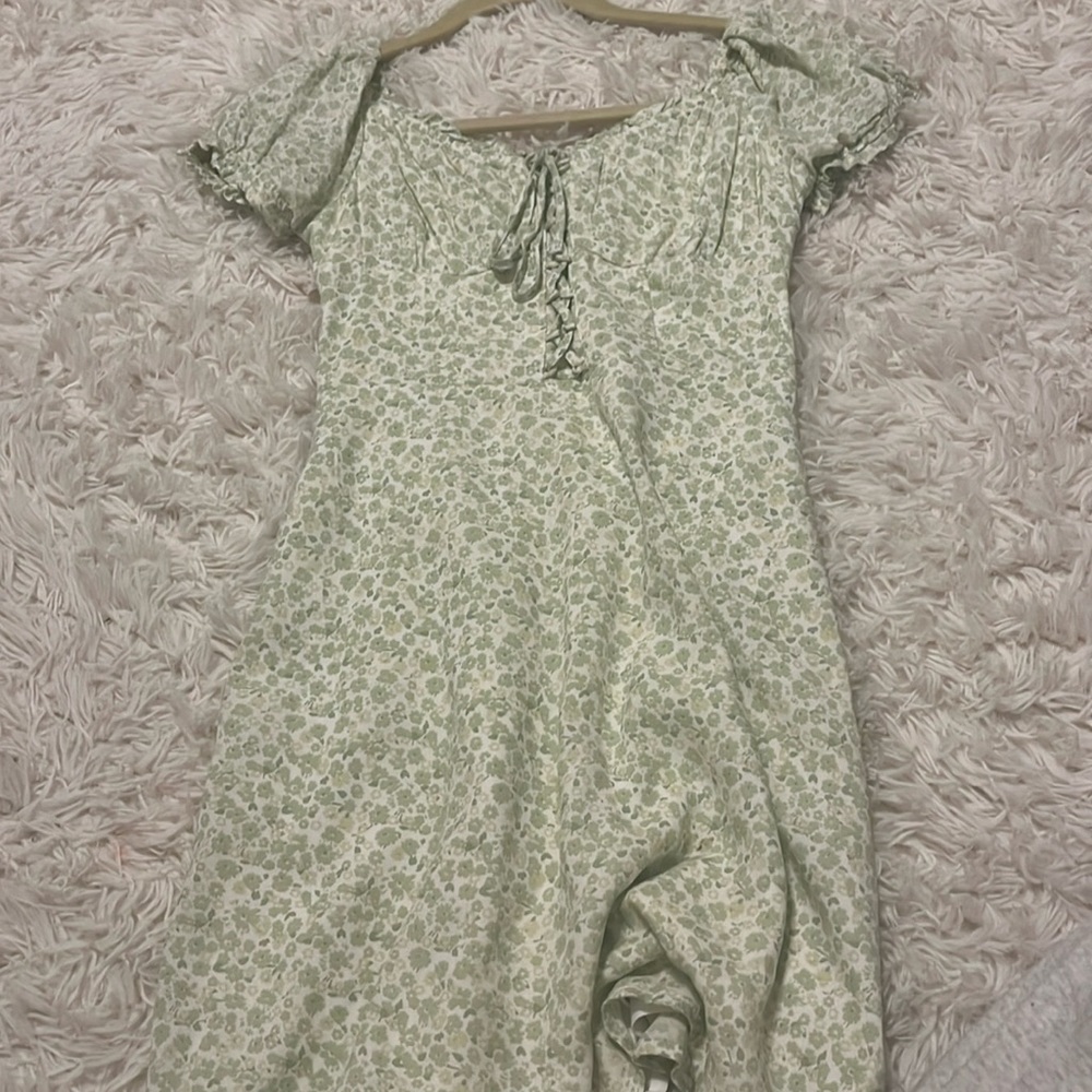 Green floral print dress